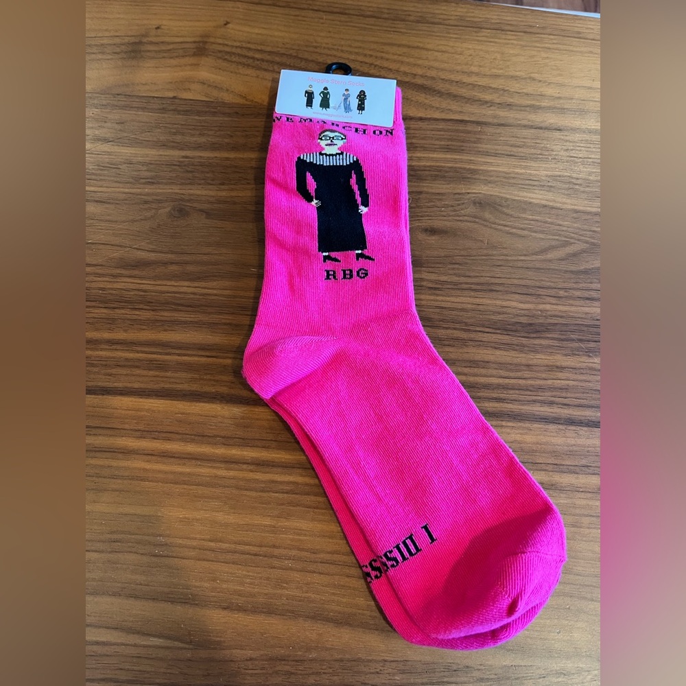 NWT RBG Pink Socks We March On I Dissent Ruth Bader Ginsburg Maggie Ster… - Picture 2 of 9